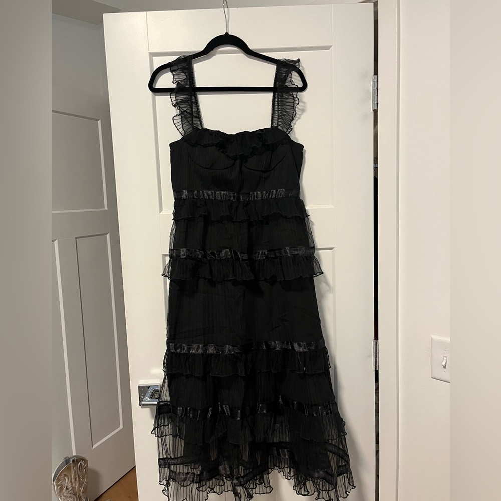Corset Top Black Ruffle midi dress